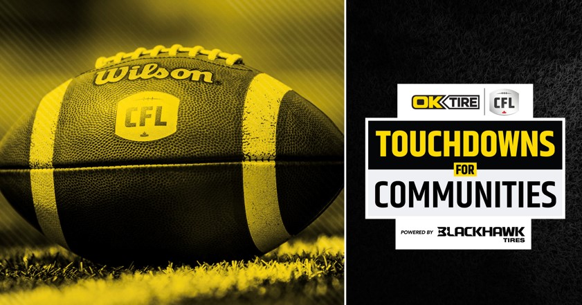 OK Tire & CFL "Touchdowns for Communities" powered by Blackhawk Tires logo